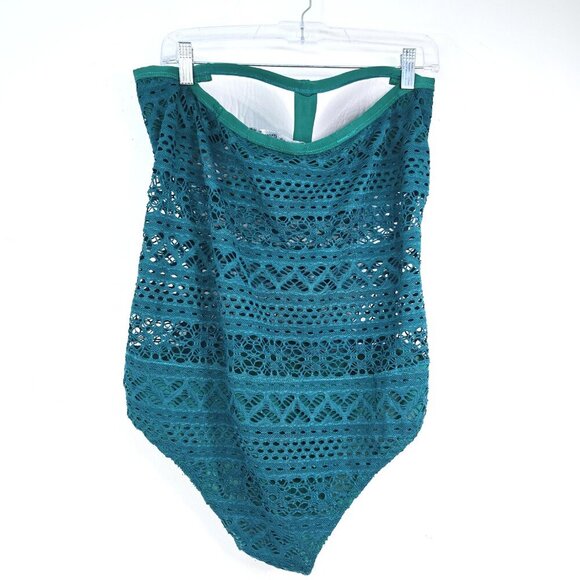 Lookbook Store Deep Emerald Green Eyelet One Piece Swimsuit - Picture 7 of 10